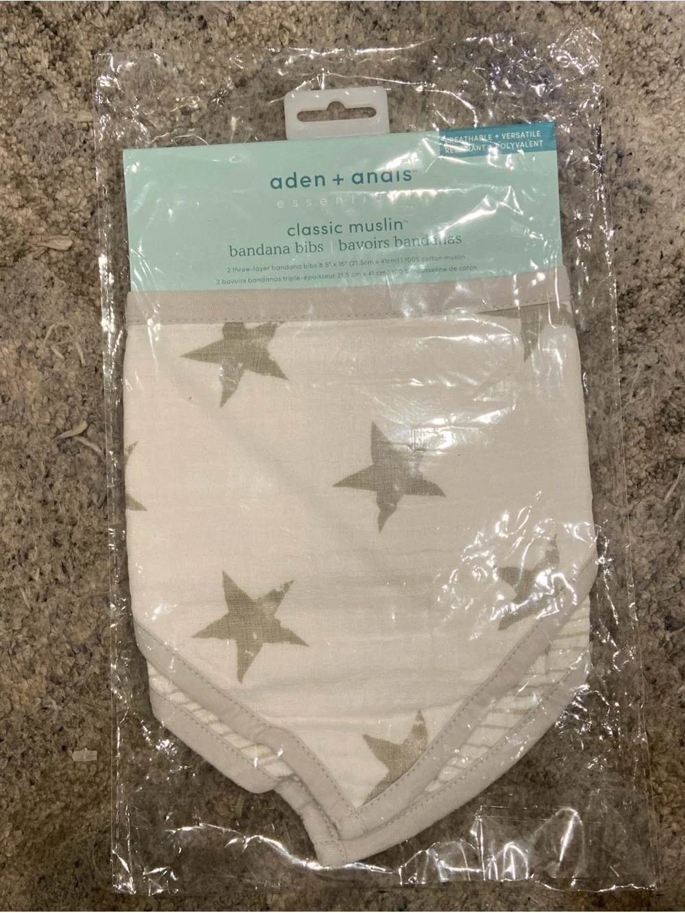 Brand New Aden Anais Essentials Classic muslin Bandana Bibs 2 Pack Dusty Pattern